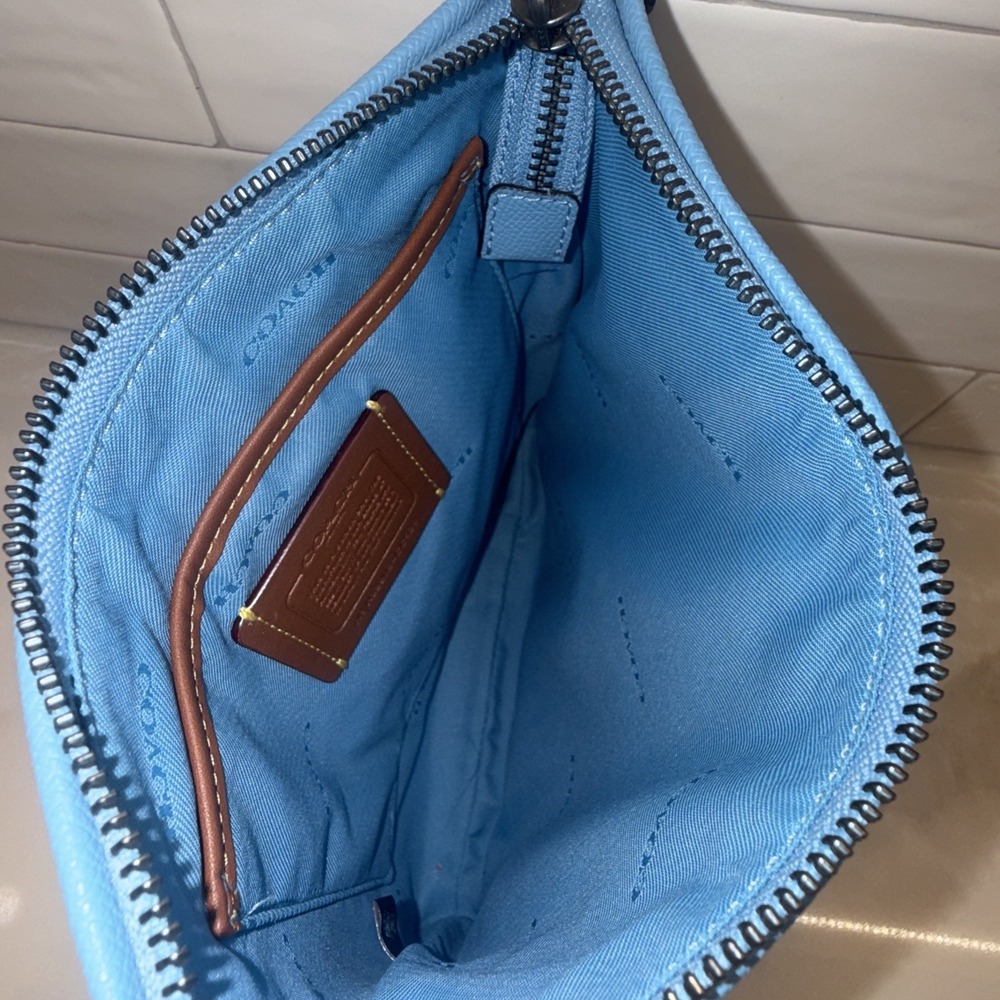 COACH Kitt Messenger Crossbody Bag Blue Crossgrain Leather Shoulder Purse CLEAN! - Picture 8 of 16
